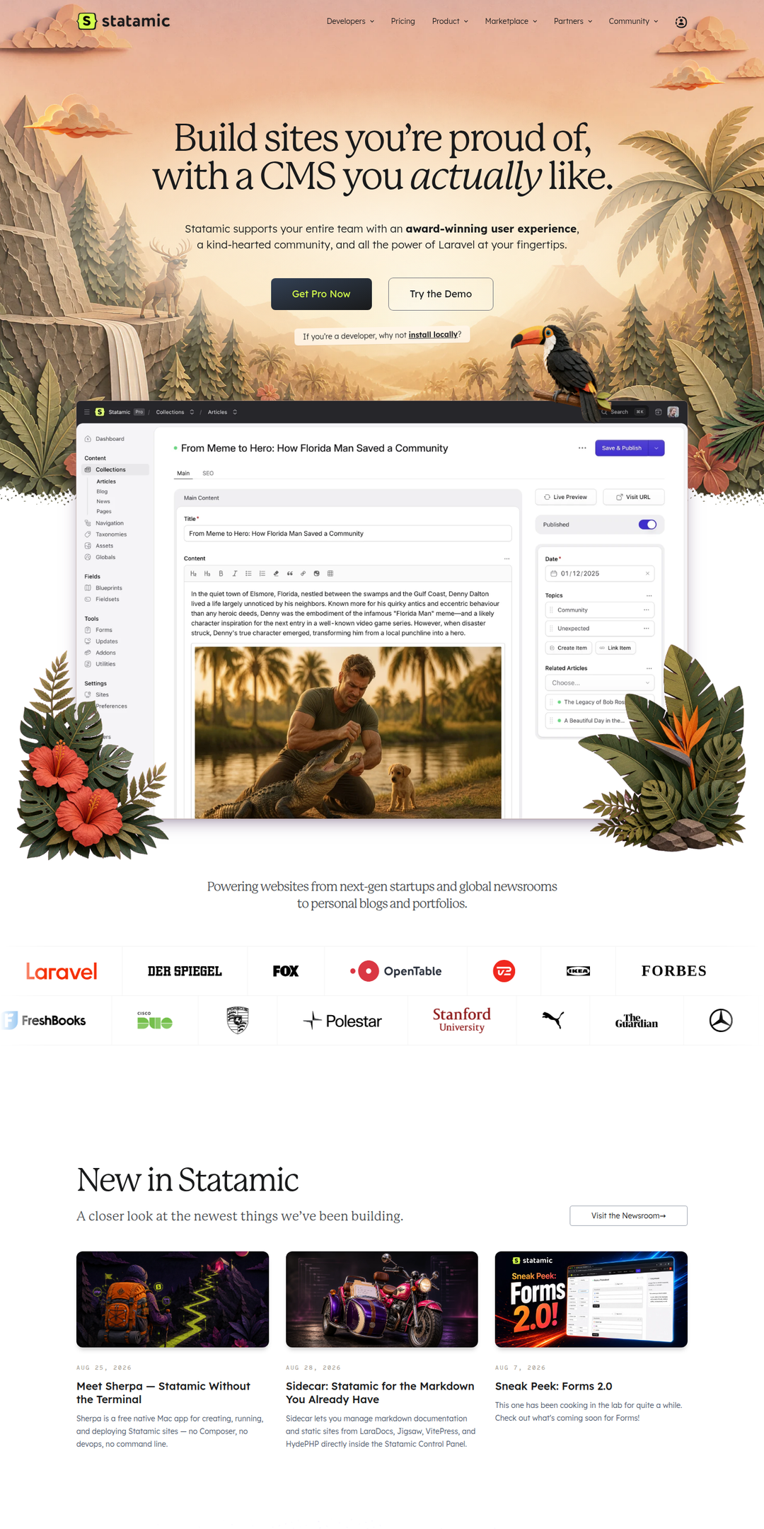 Home page of the Statamic website