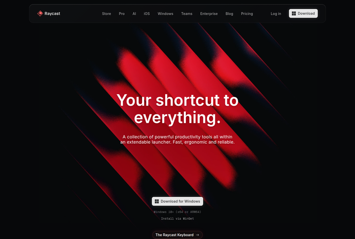 Your Shortcut to Everything section from Raycast
