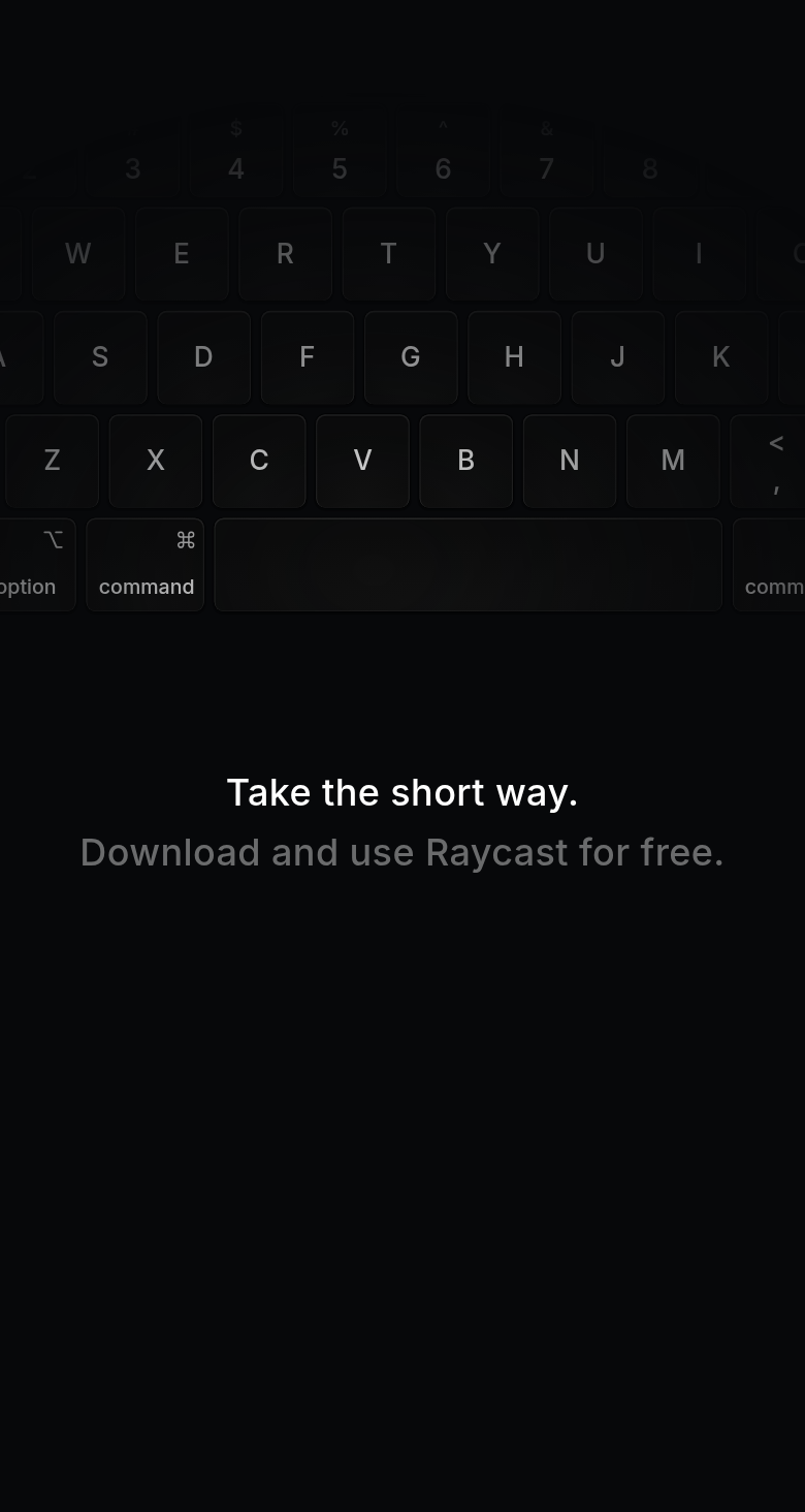 Take the Short Way section from Raycast, on a phone