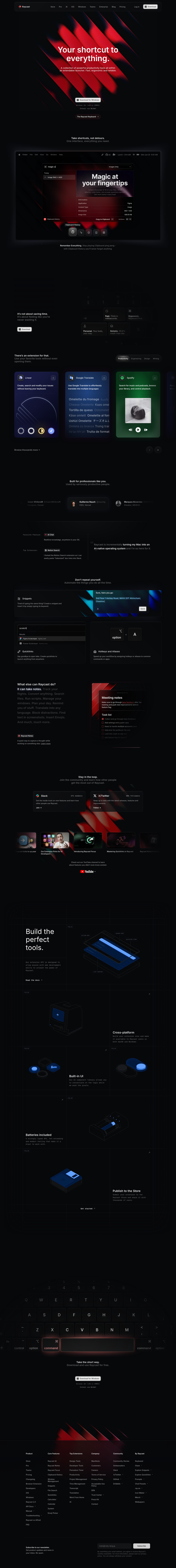 Home page from Raycast