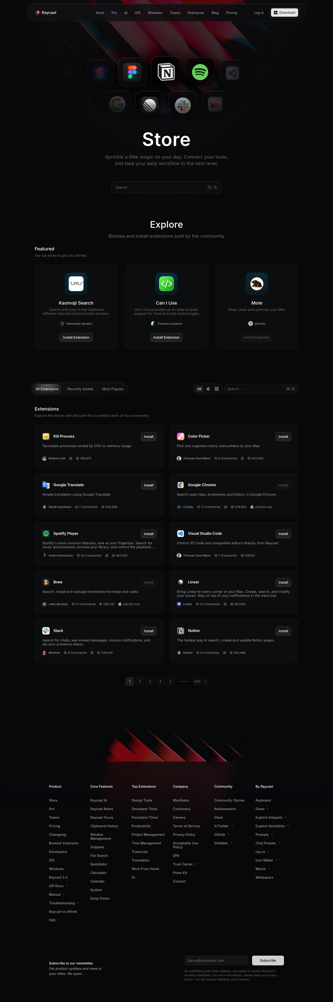 Store page of Raycast