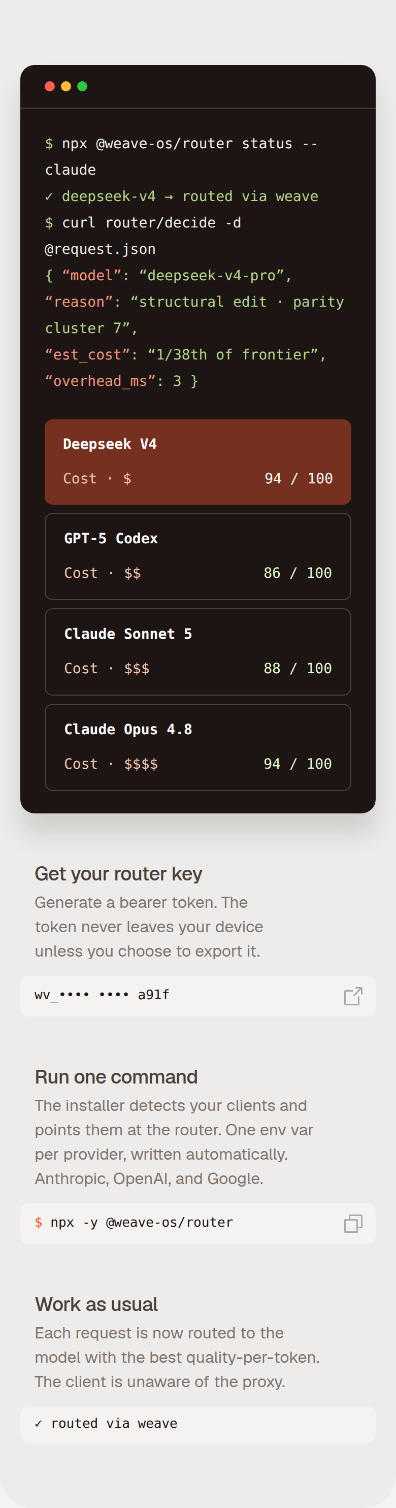 Get Your Router Key section from Weave, on a phone