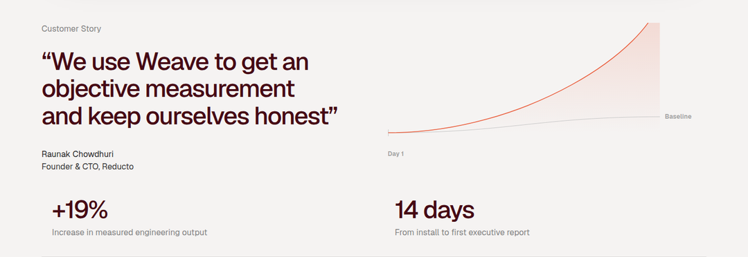 Customer Story section from Weave