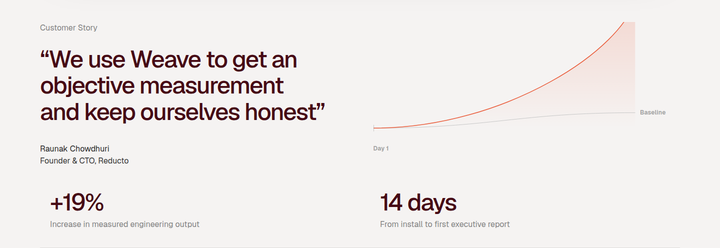 Customer Story section from Weave