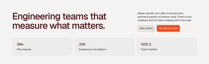 Engineering Teams That Measure What Matters section from Weave