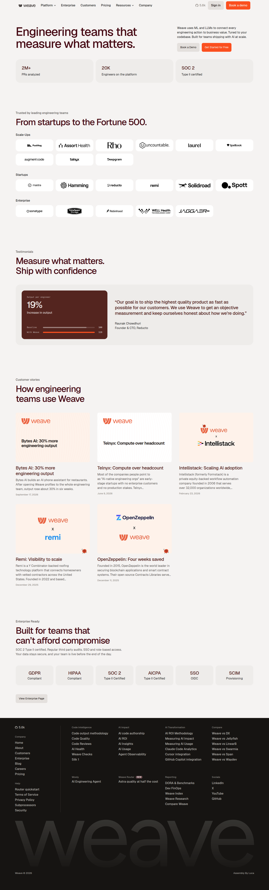 Customer Stories page of Weave