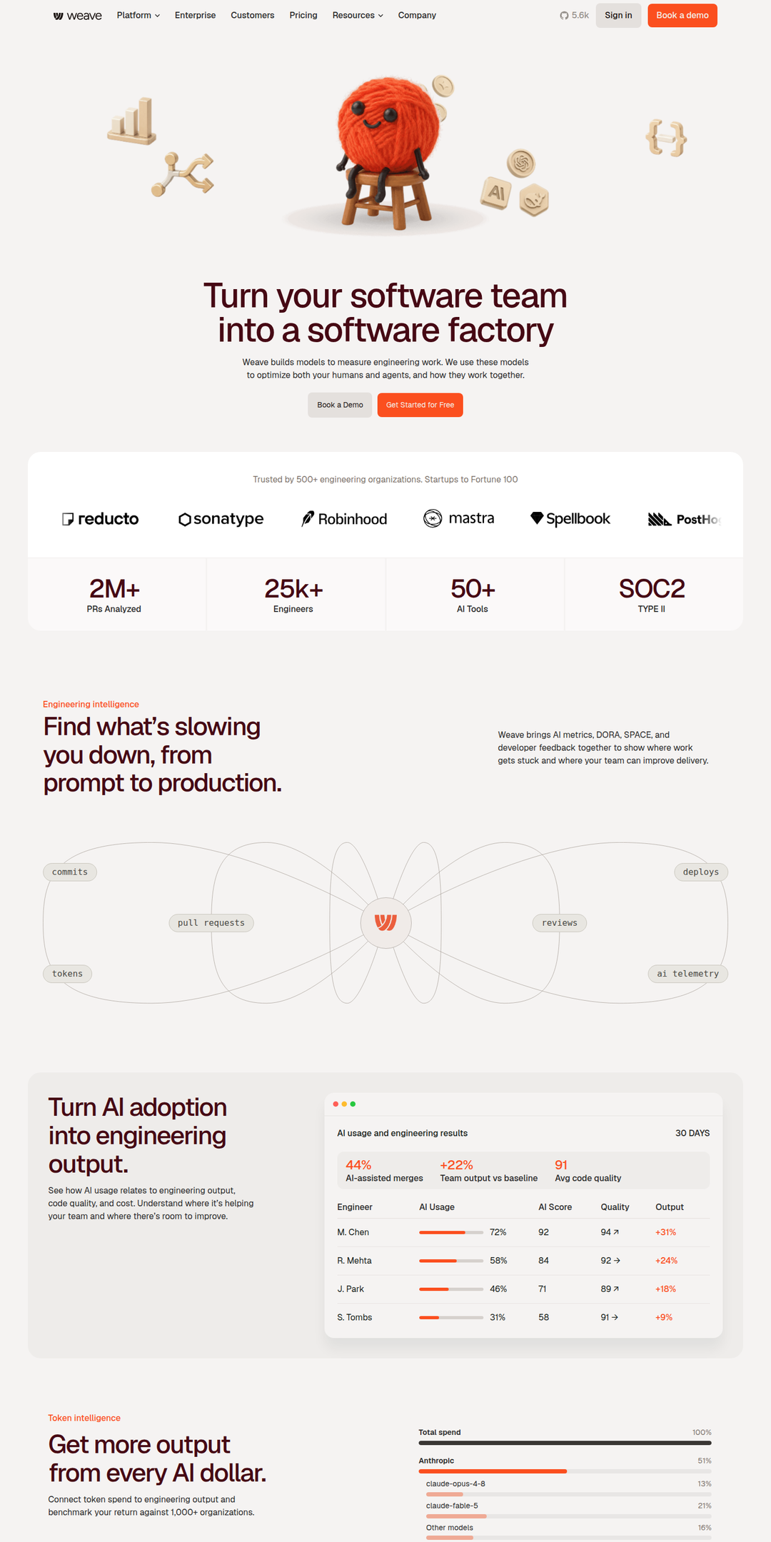 Home page of the Weave website