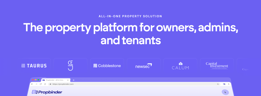 The Property Platform for Owners, Admins and Tenants section from Propbinder