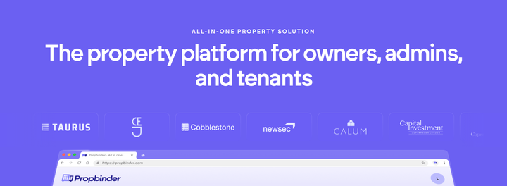 The Property Platform for Owners, Admins and Tenants section from Propbinder