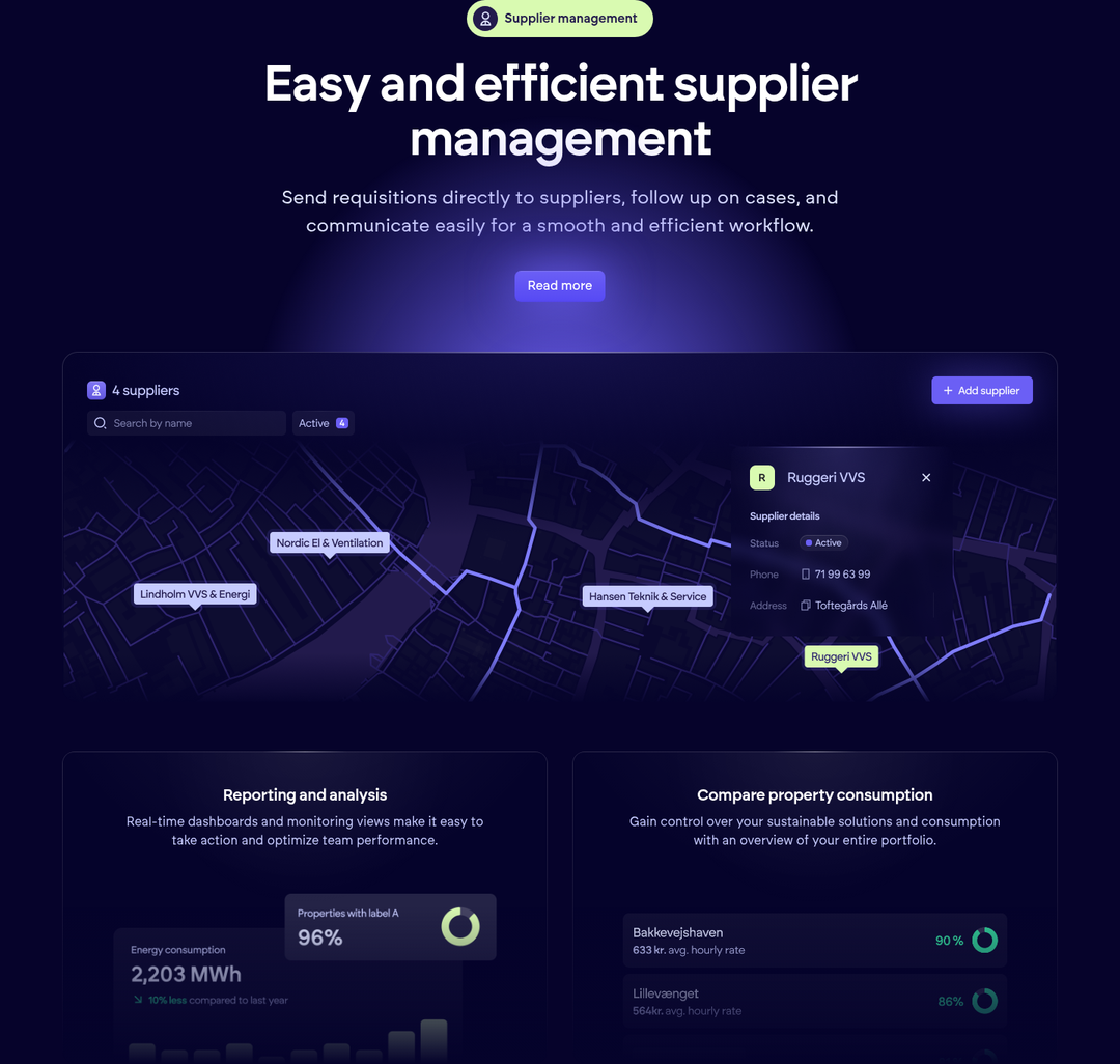 Easy and Efficient Supplier Management section from Propbinder