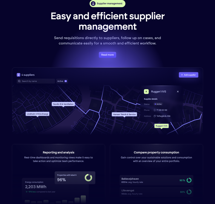 Easy and Efficient Supplier Management section from Propbinder