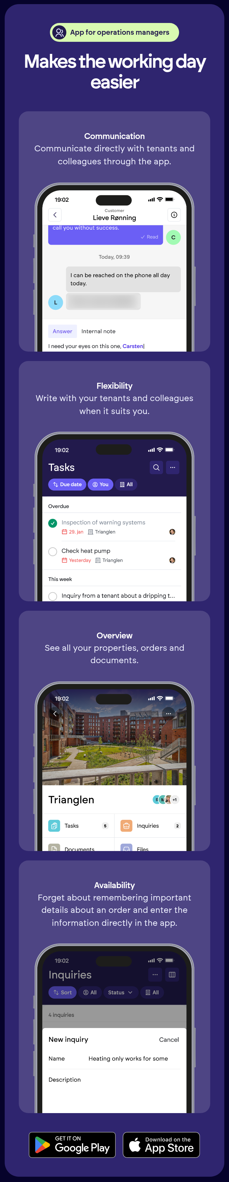 Makes the Working Day Easier section from Propbinder, on a phone