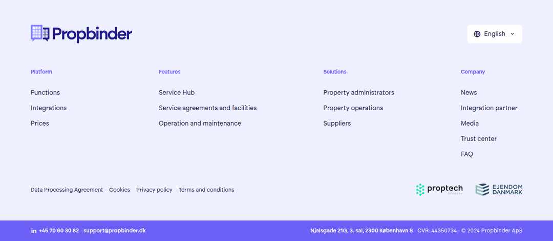 Footer section from Propbinder