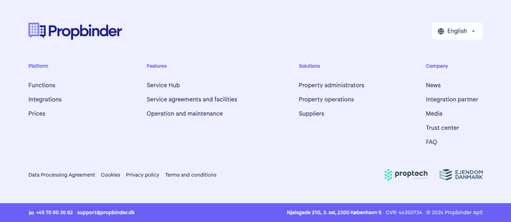 Footer section from Propbinder