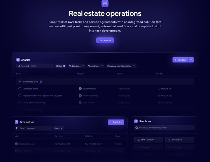 Real Estate Operations section from Propbinder