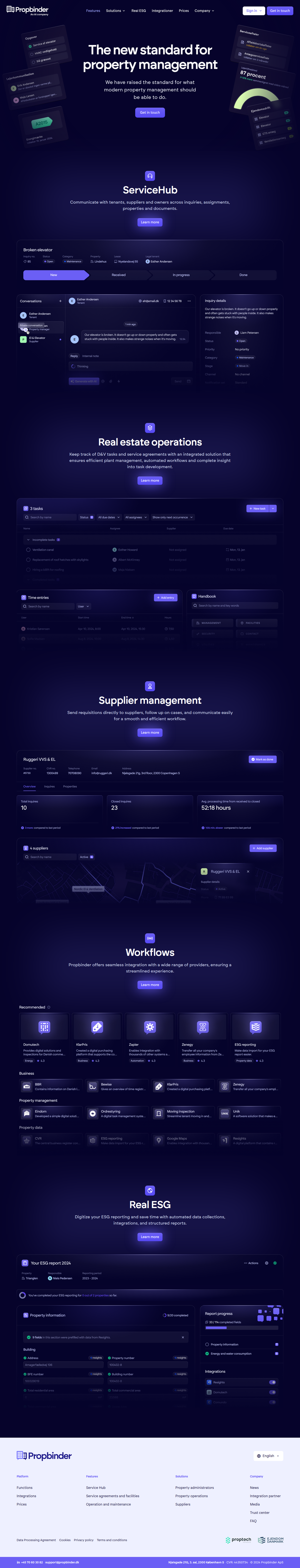 Features page of Propbinder