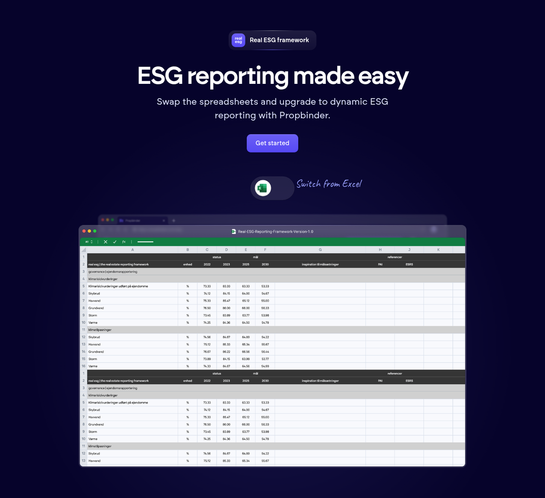 ESG Reporting Made Easy section from Propbinder