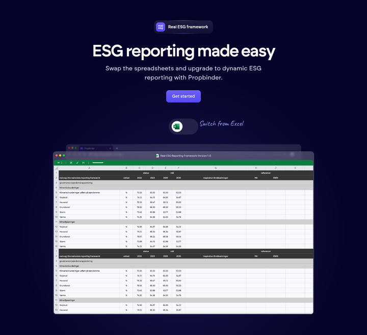ESG Reporting Made Easy section from Propbinder