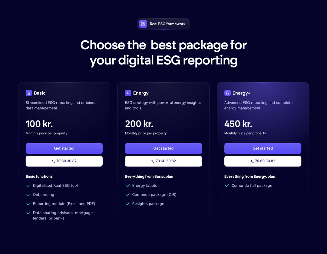 Choose the Best Package for Your ESG Reporting section from Propbinder