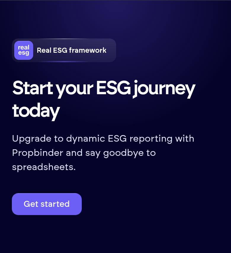 Start Your ESG Journey Today section from Propbinder, on a phone