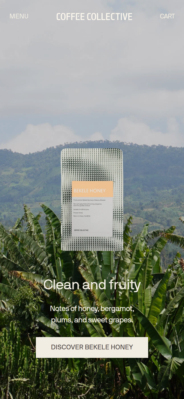 Clean and Fruity section from Coffee Collective, on a phone