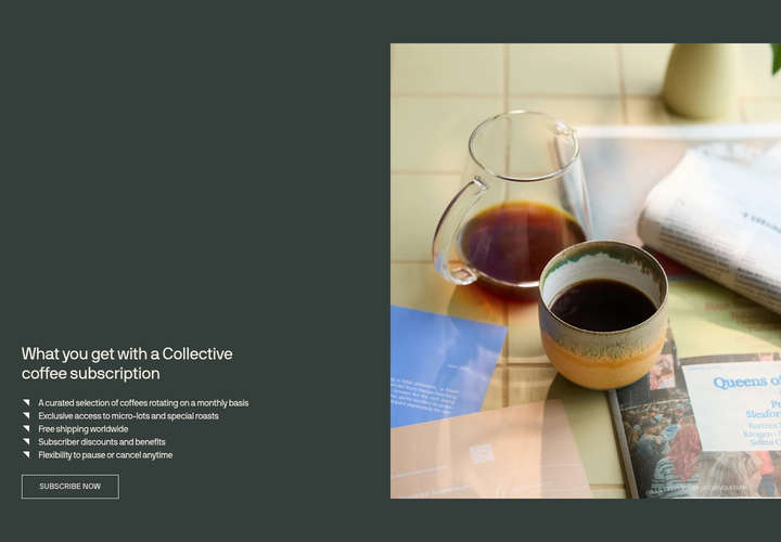 What You Get with a Subscription section from Coffee Collective