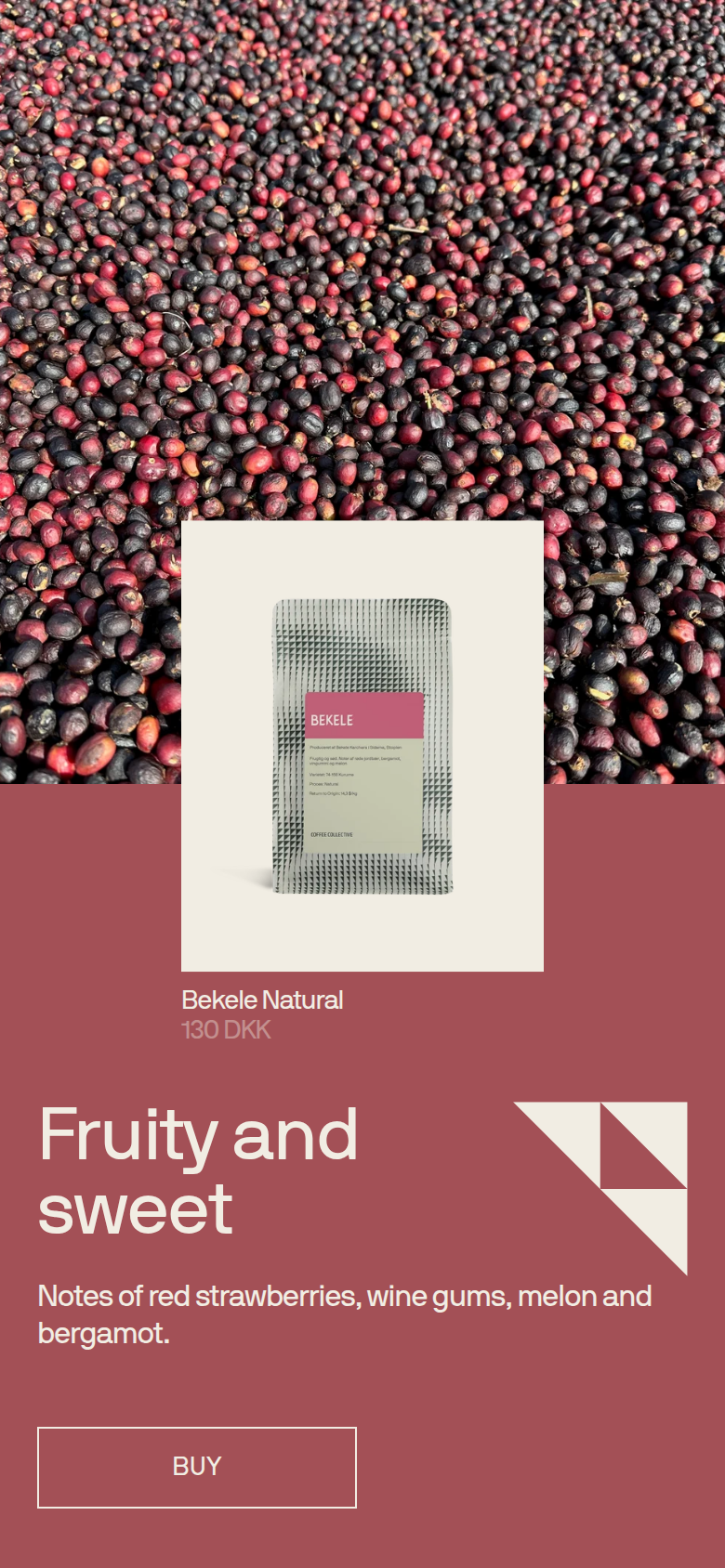 Fruity and Sweet section from Coffee Collective, on a phone