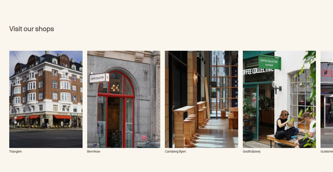 Visit Our Shops section from Coffee Collective