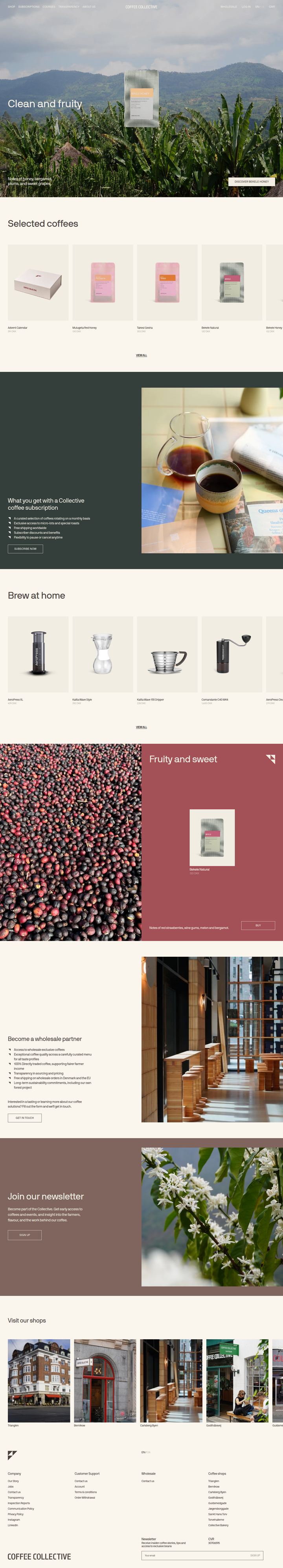 Home page from Coffee Collective