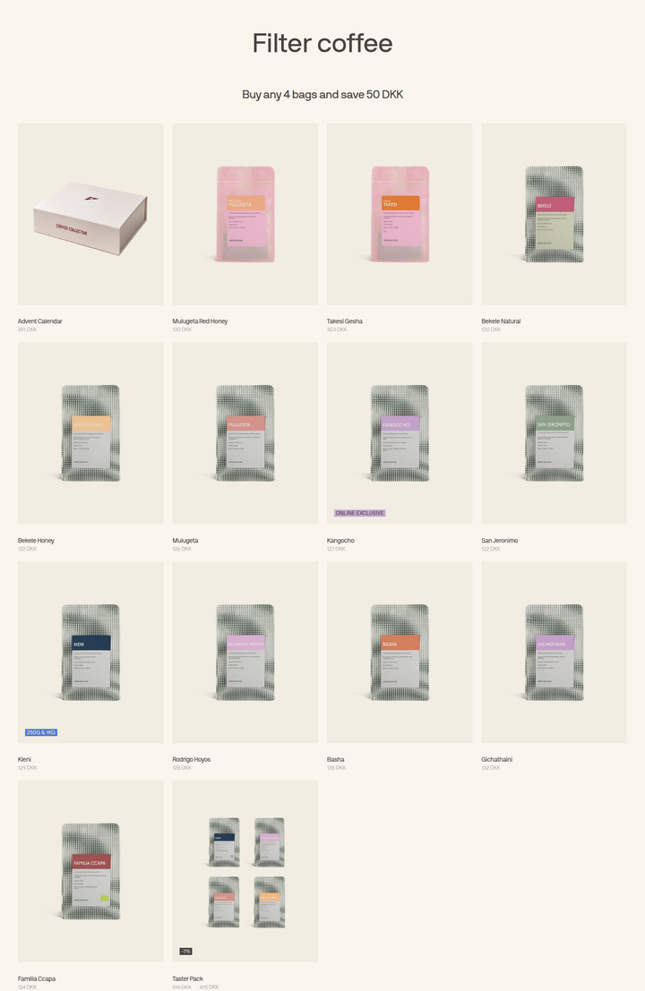 Filter Coffee section from Coffee Collective