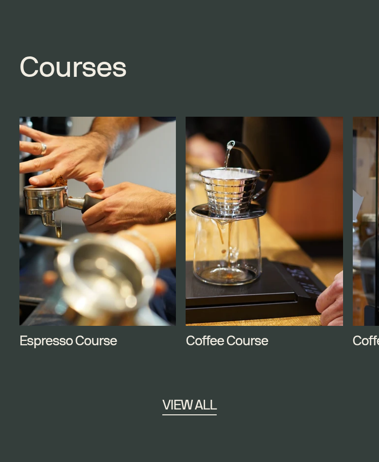 Courses section from Coffee Collective, on a phone