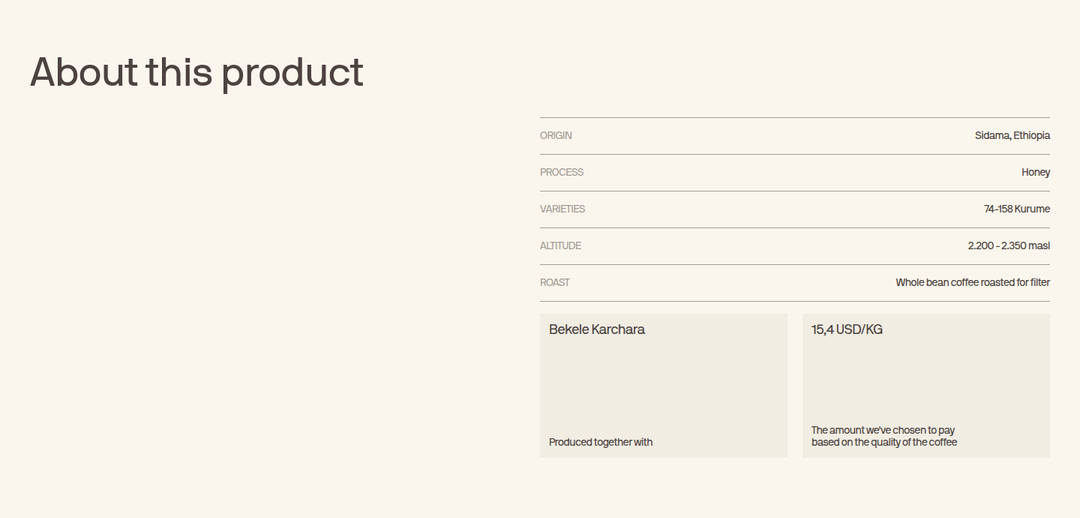 About This Product section from Coffee Collective