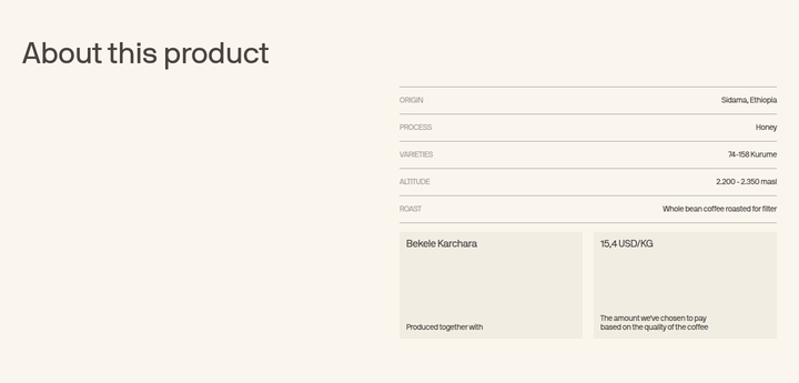 About This Product section from Coffee Collective
