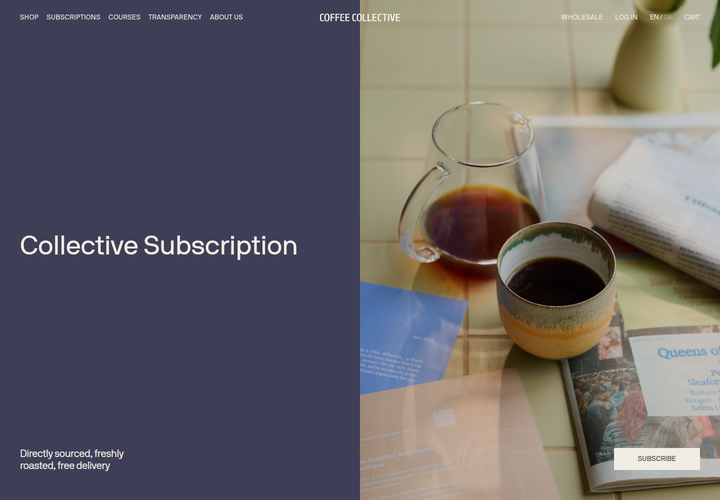 Collective Subscription section from Coffee Collective