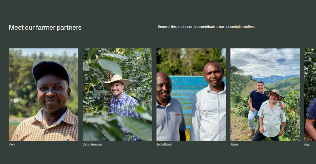 Meet Our Farmer Partners section from Coffee Collective