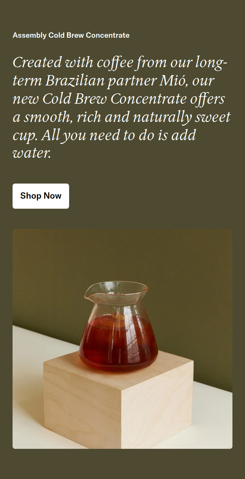 Assembly Cold Brew Concentrate section from Assembly Coffee, on a phone