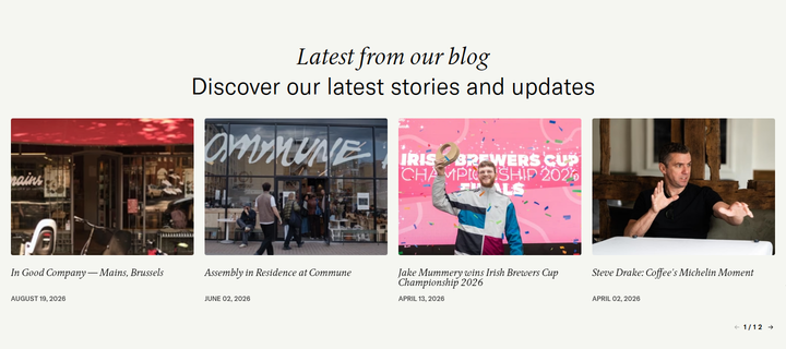 Latest from Our Blog section from Assembly Coffee