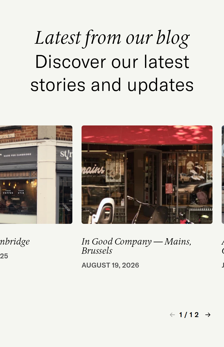 Latest from Our Blog section from Assembly Coffee, on a phone
