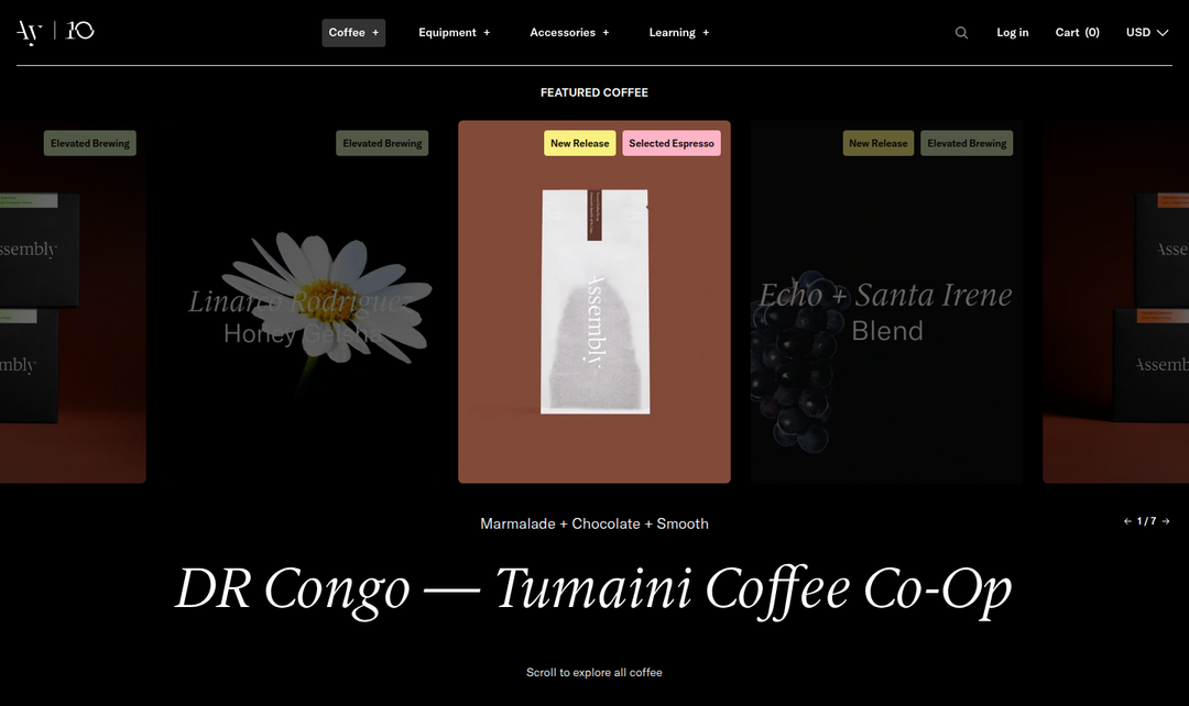 Featured Coffee section from Assembly Coffee