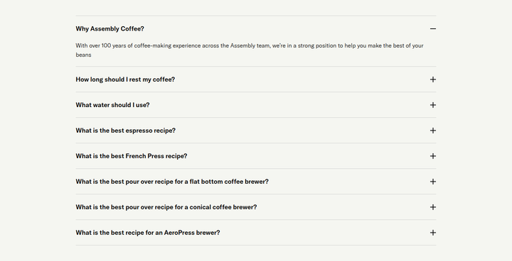 Why Assembly Coffee section from Assembly Coffee