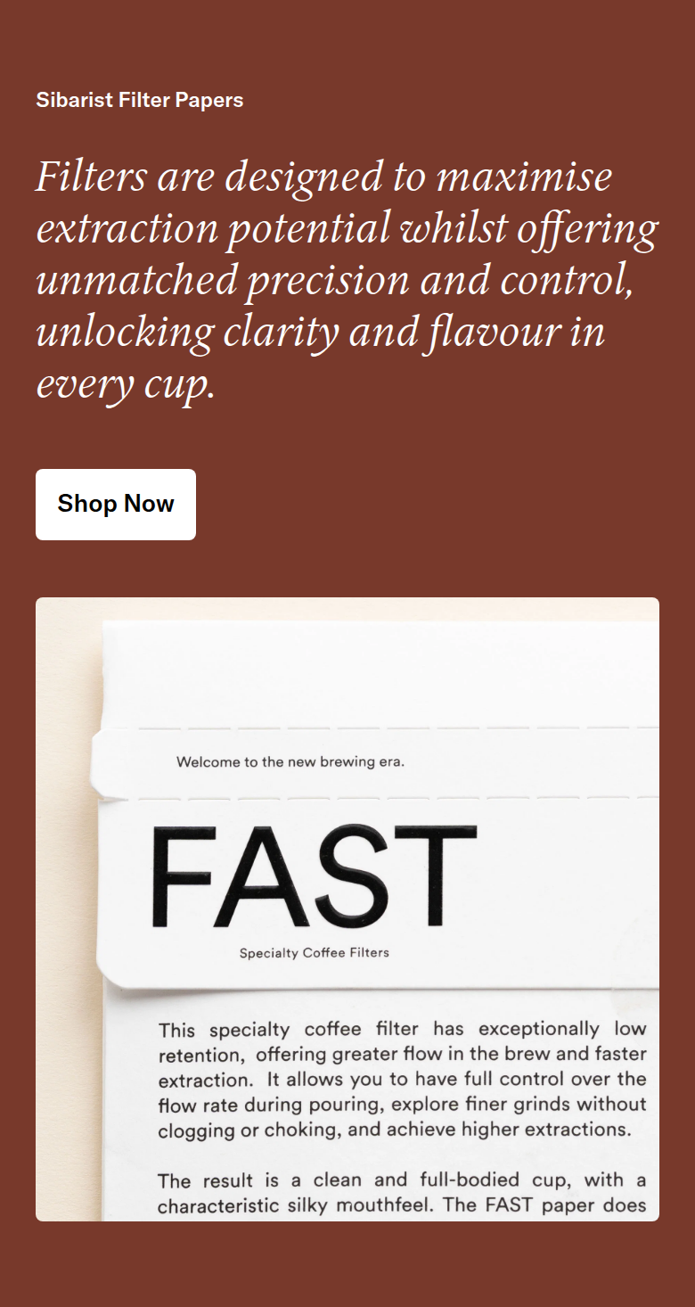 Sibarist Filter Papers section from Assembly Coffee, on a phone