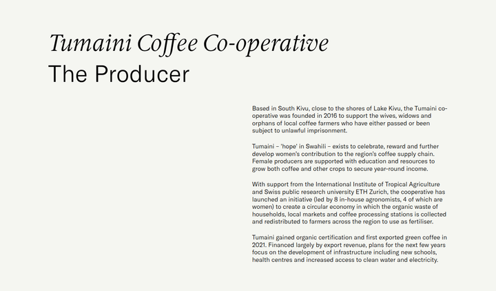 The Producer section from Assembly Coffee