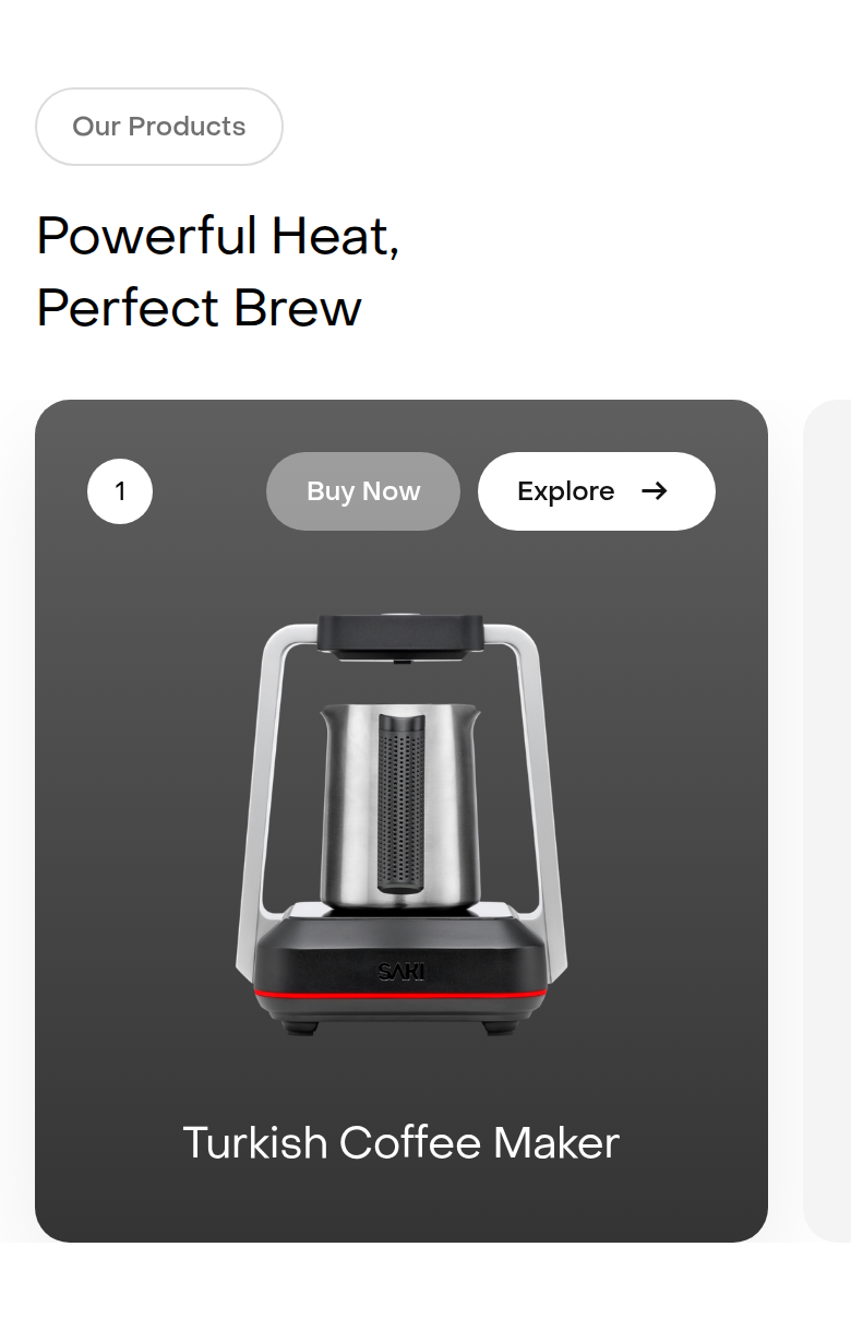 Powerful Heat, Perfect Brew section from Saki, on a phone