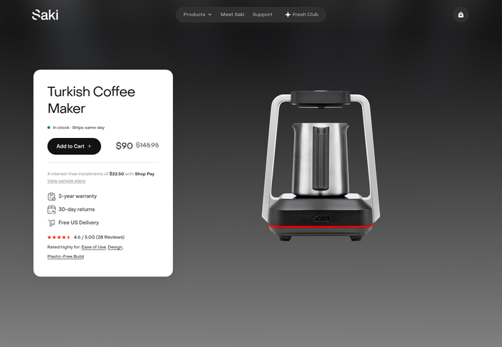 Turkish Coffee Maker section from Saki