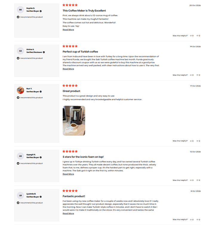 Customer Reviews section from Saki