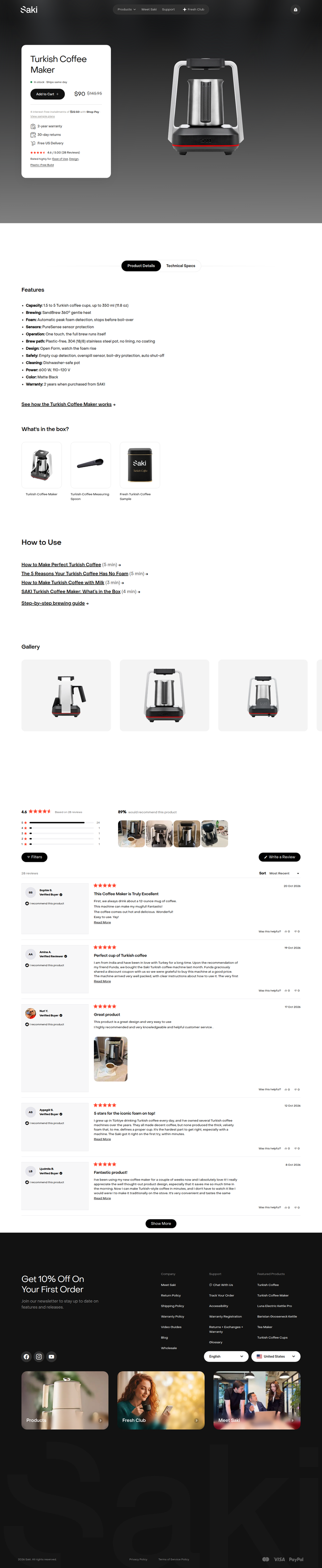 Turkish Coffee Maker page from Saki