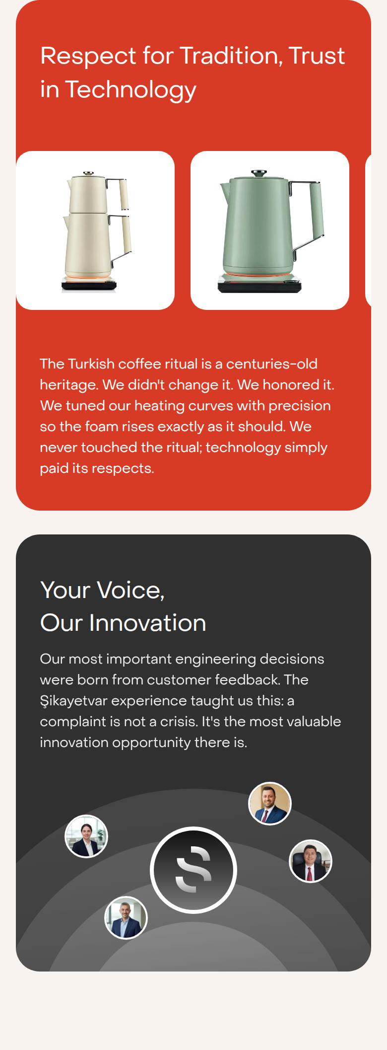 Respect for Tradition, Trust in Technology section from Saki, on a phone