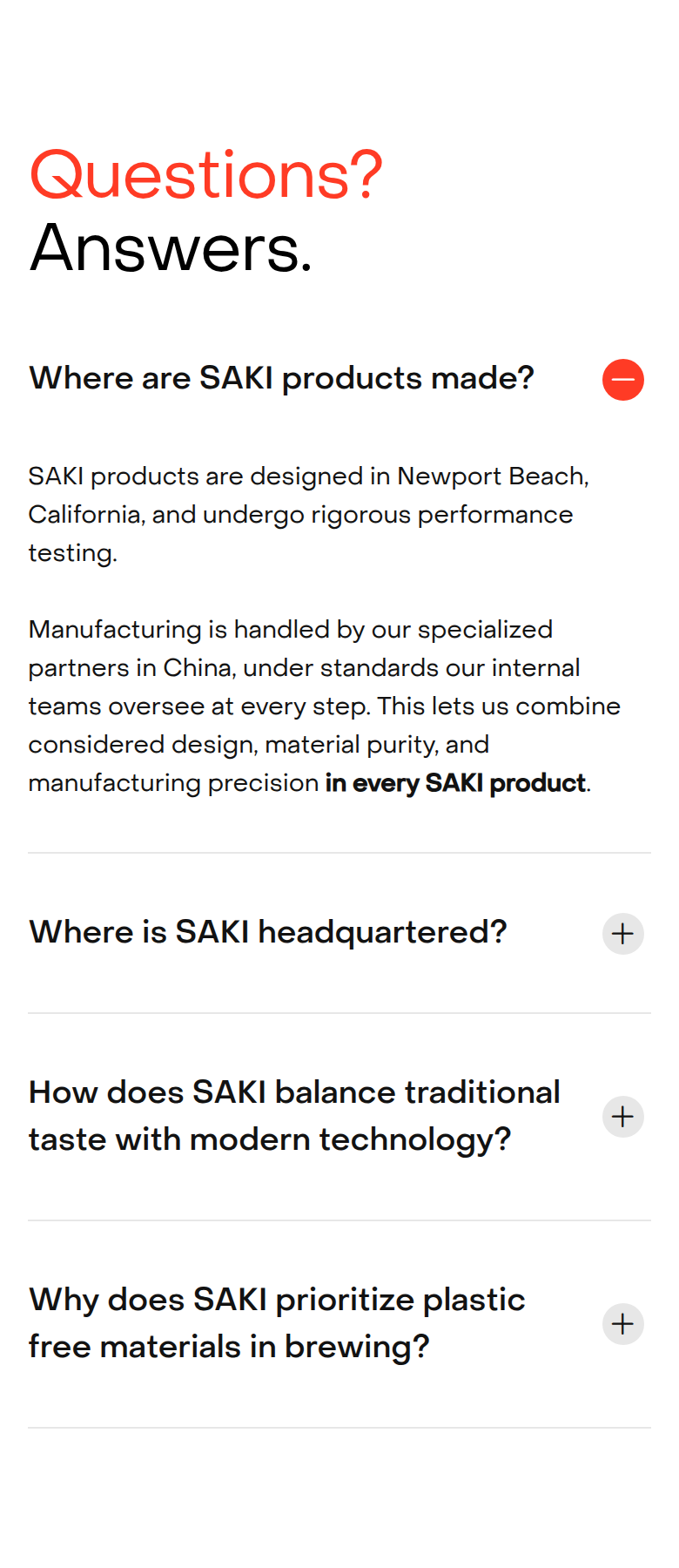 Questions? Answers. section from Saki, on a phone