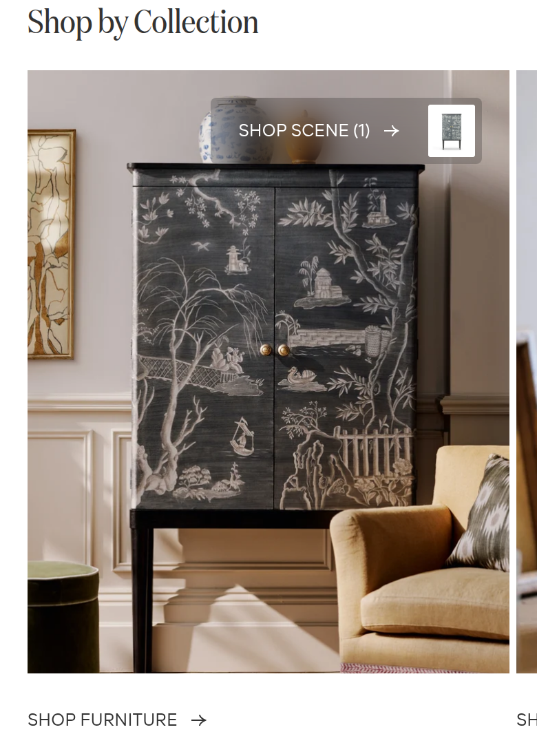 Shop by Collection section from OKA, on a phone