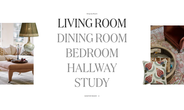 Shop by Room section from OKA